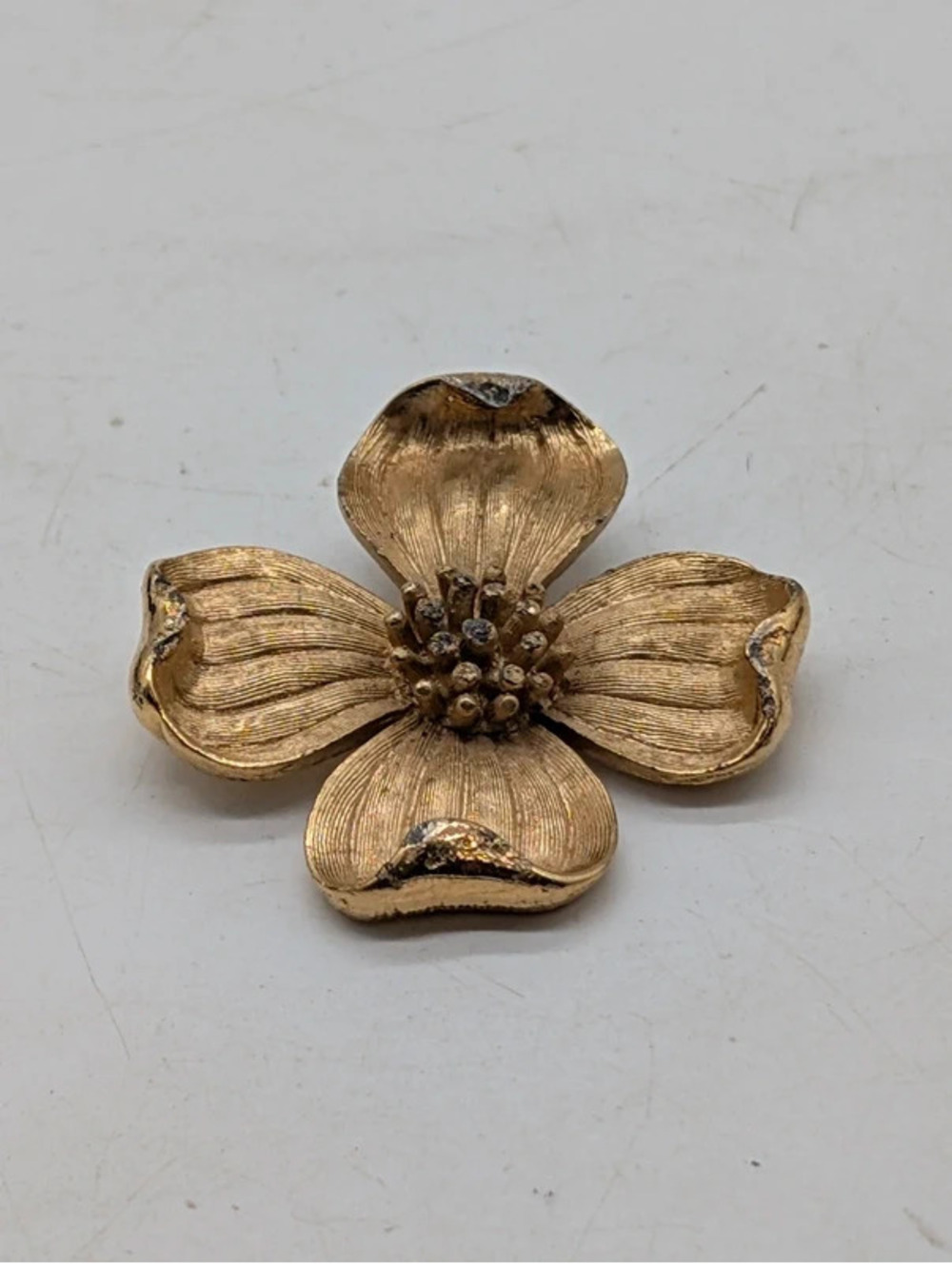 Vintage Trifari Gold Tone Dogwood Flower Pendant Slider